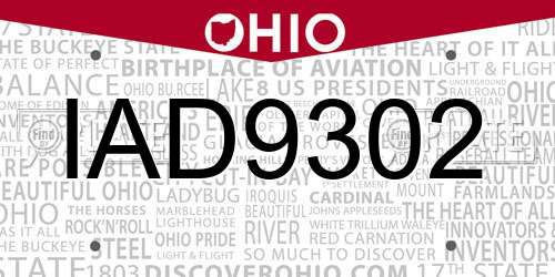 IAD9302 Ohio License Plate