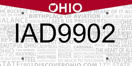 IAD9902 Ohio License Plate
