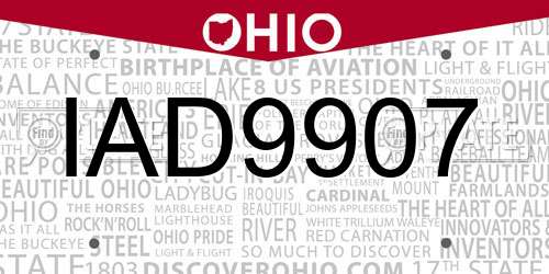 IAD9907 Ohio License Plate