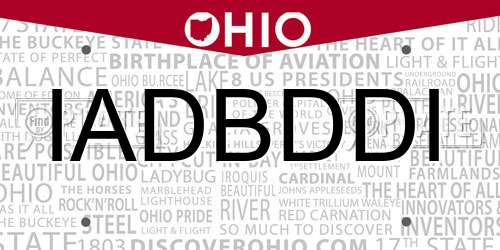 IADBDDI Ohio License Plate