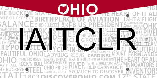 IAITCLR Ohio License Plate