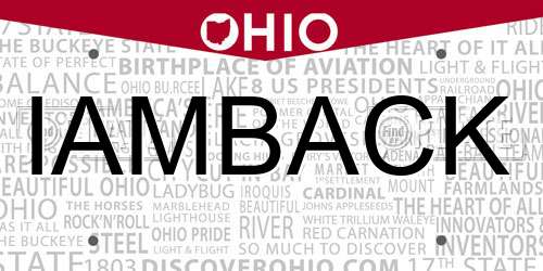 IAMBACK Ohio License Plate
