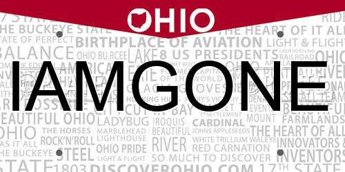 IAMGONE Ohio License Plate