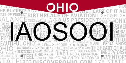 IAOSOOI Ohio License Plate