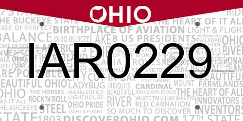IAR0229 Ohio License Plate