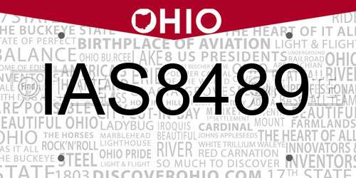 IAS8489 Ohio License Plate