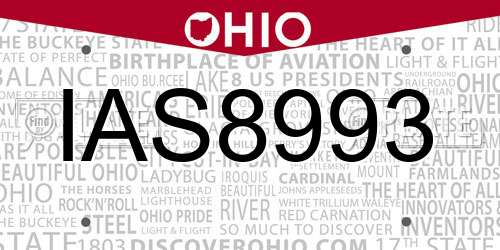 IAS8993 Ohio License Plate