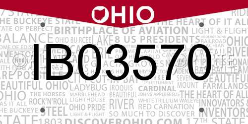 IB03570 Ohio License Plate