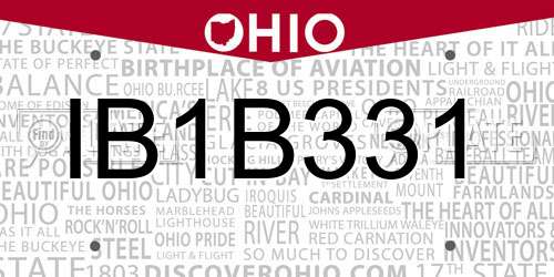 IB1B331 Ohio License Plate
