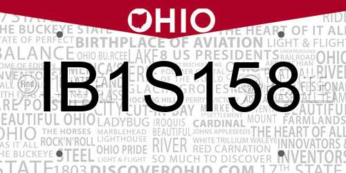 IB1S158 Ohio License Plate