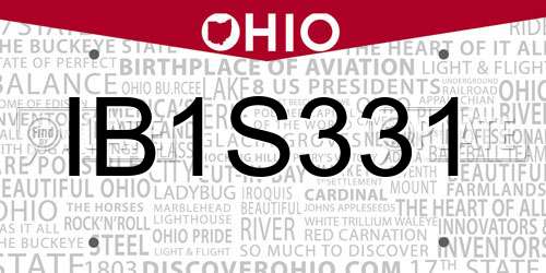 IB1S331 Ohio License Plate