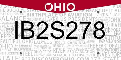 IB2S278 Ohio License Plate