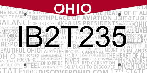 IB2T235 Ohio License Plate