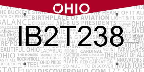 IB2T238 Ohio License Plate