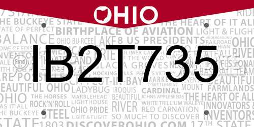 IB2T735 Ohio License Plate