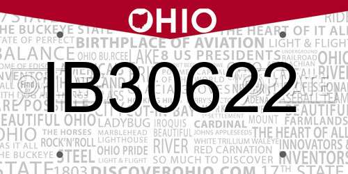 IB30622 Ohio License Plate