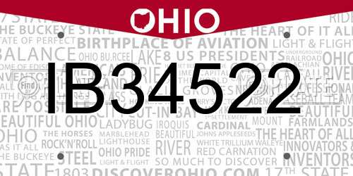 IB34522 Ohio License Plate