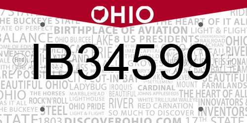 IB34599 Ohio License Plate