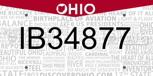 IB34877 Ohio License Plate