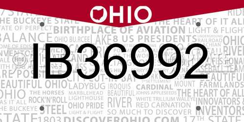 IB36992 Ohio License Plate