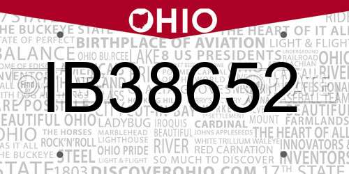 IB38652 Ohio License Plate