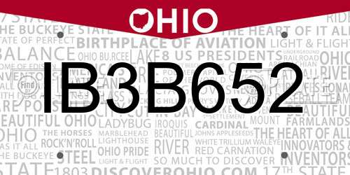 IB3B652 Ohio License Plate