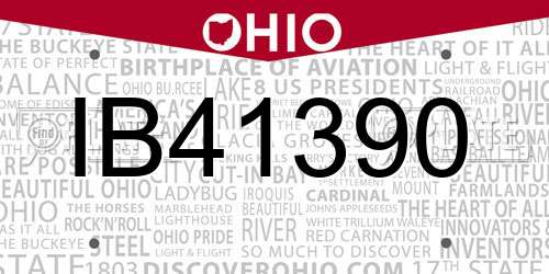 IB41390 Ohio License Plate