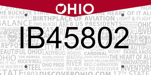 IB45802 Ohio License Plate