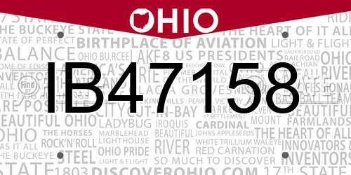 IB47158 Ohio License Plate