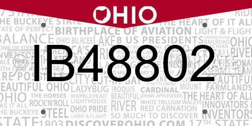 IB48802 Ohio License Plate