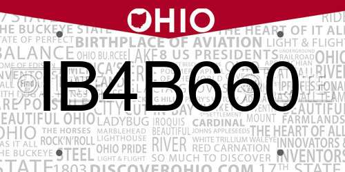 IB4B660 Ohio License Plate