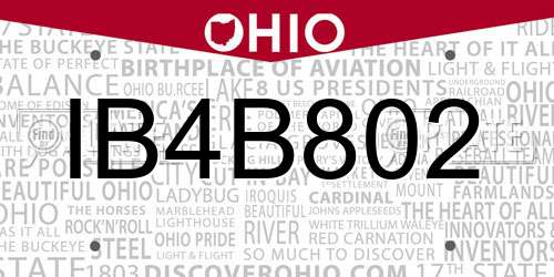 IB4B802 Ohio License Plate