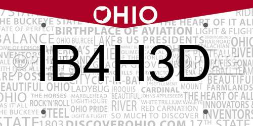 IB4H3D Ohio License Plate