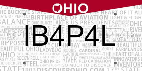 IB4P4L Ohio License Plate