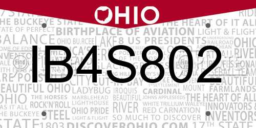 IB4S802 Ohio License Plate