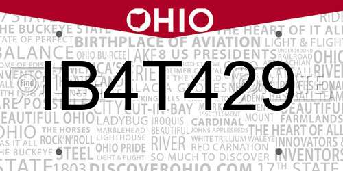 IB4T429 Ohio License Plate