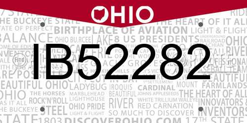 IB52282 Ohio License Plate