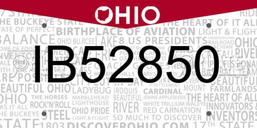 IB52850 Ohio License Plate