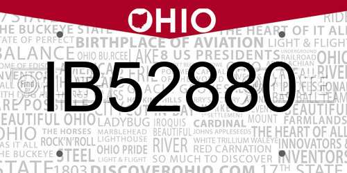 IB52880 Ohio License Plate