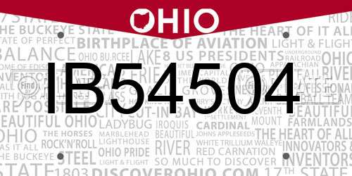 IB54504 Ohio License Plate