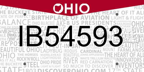 IB54593 Ohio License Plate