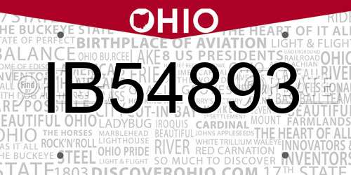 IB54893 Ohio License Plate