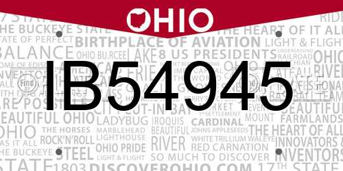 IB54945 Ohio License Plate