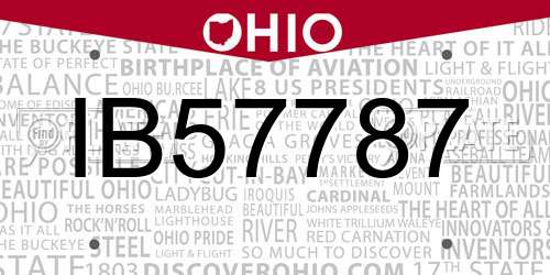 IB57787 Ohio License Plate