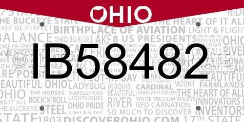 IB58482 Ohio License Plate