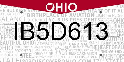 IB5D613 Ohio License Plate