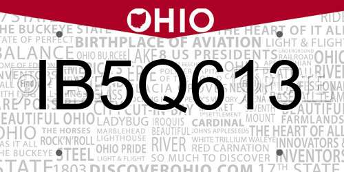 IB5Q613 Ohio License Plate
