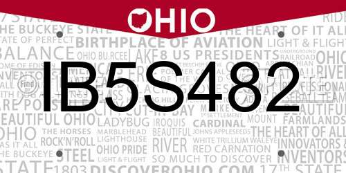 IB5S482 Ohio License Plate