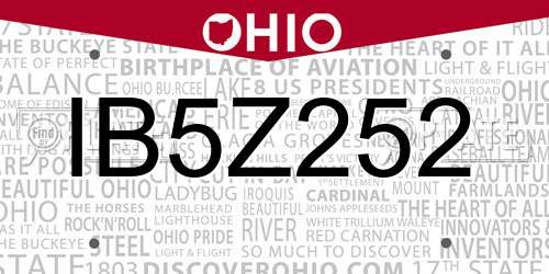 IB5Z252 Ohio License Plate