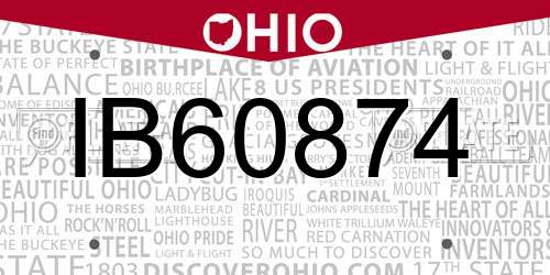 IB60874 Ohio License Plate